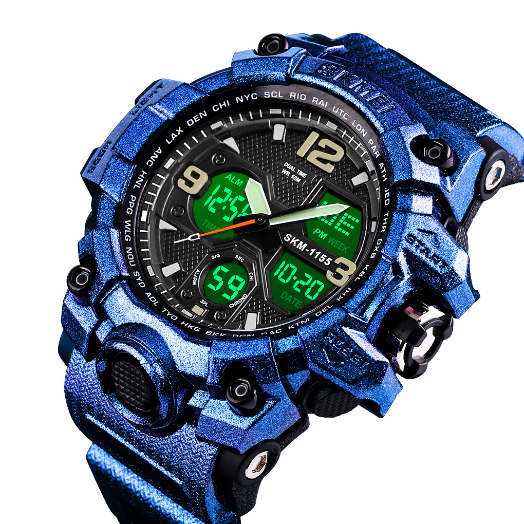 RELOJ SKMEI 1155 AZUL ELECTRICO CORREA SILICONA - 2