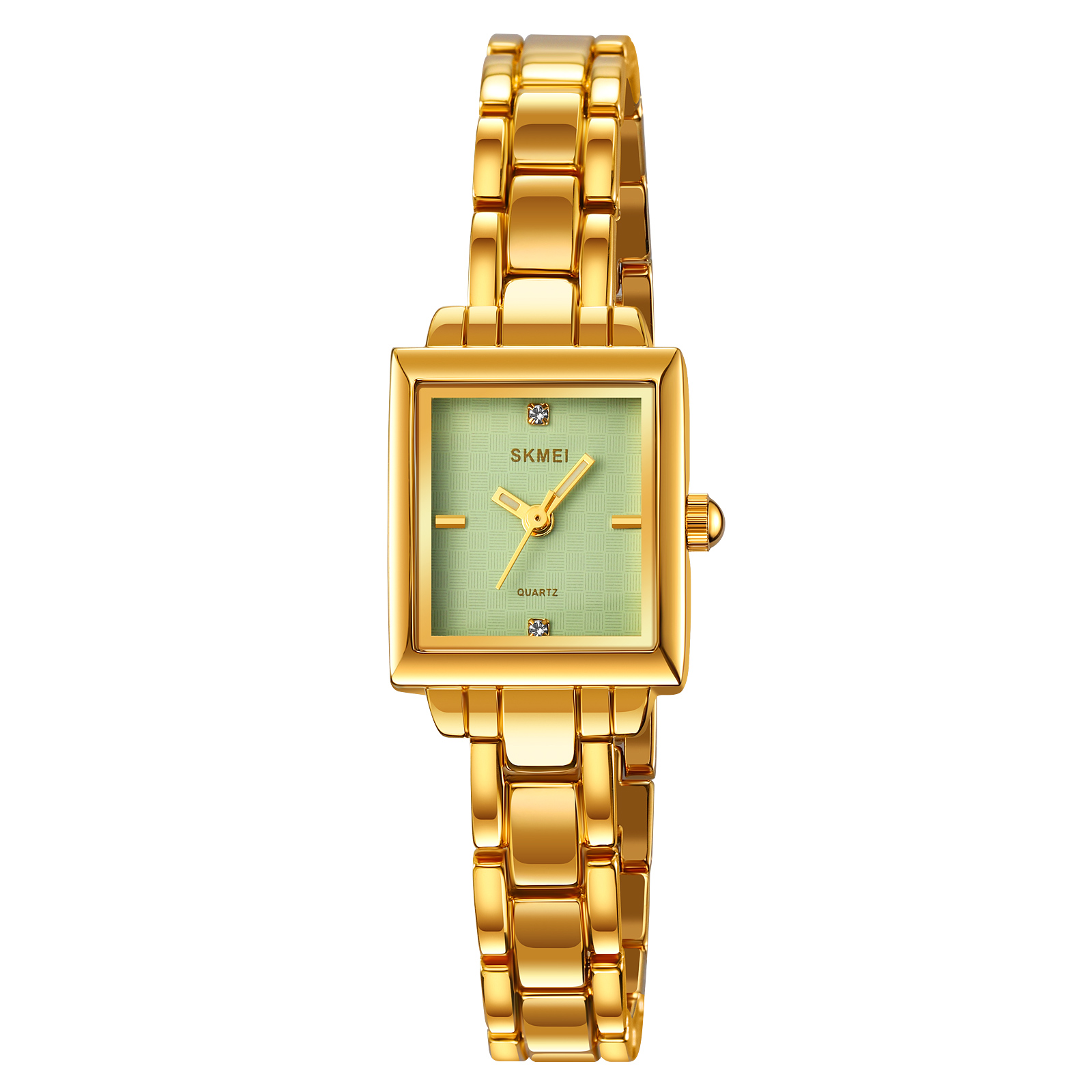 RELOJ SKMEI 2315 DORADO FONDO VERDE CORREA ACERO PARA DAMA - 2