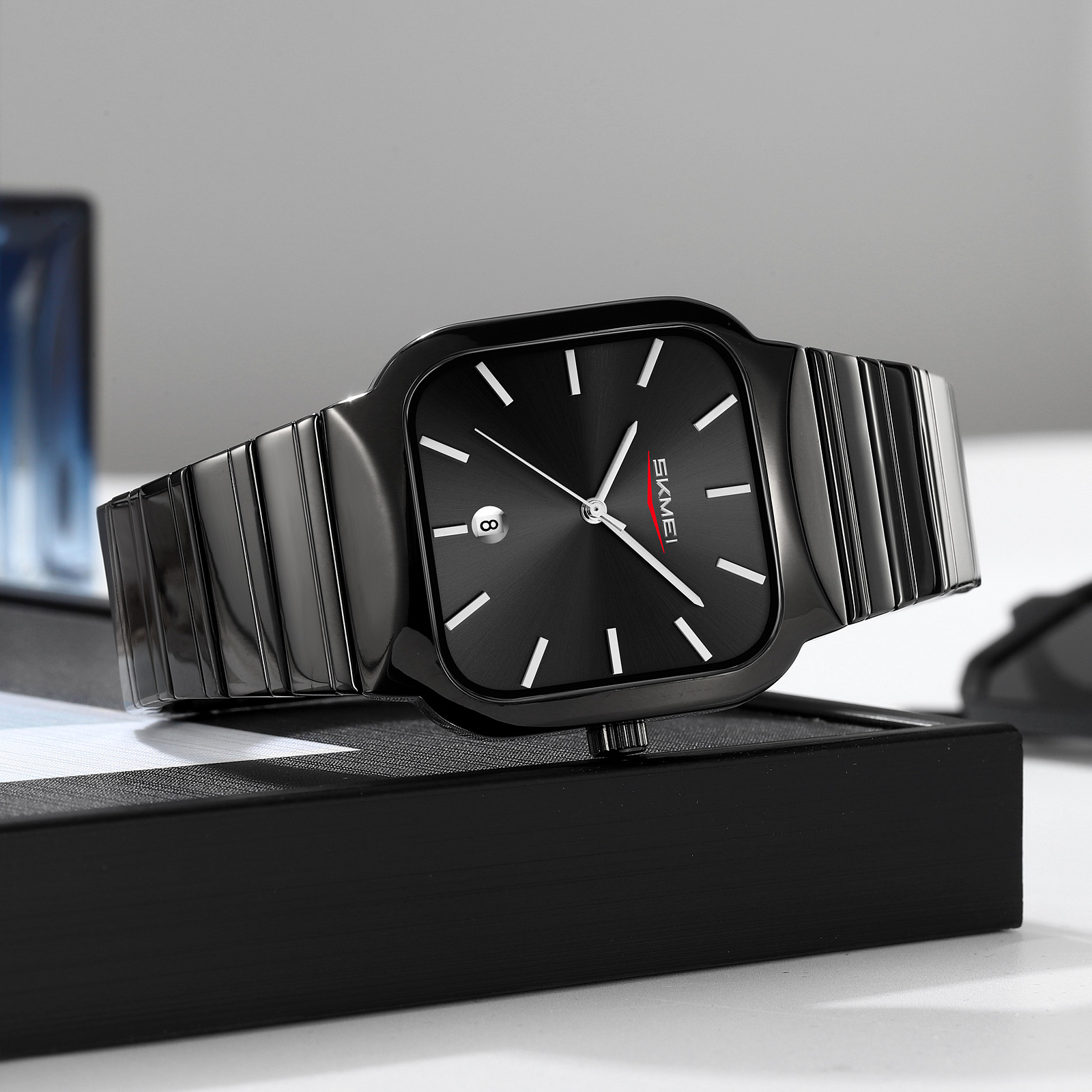 RELOJ SKMEI 9361 NEGRO ANALÓGO CORREA ACERO PARA CABALLERO - 3
