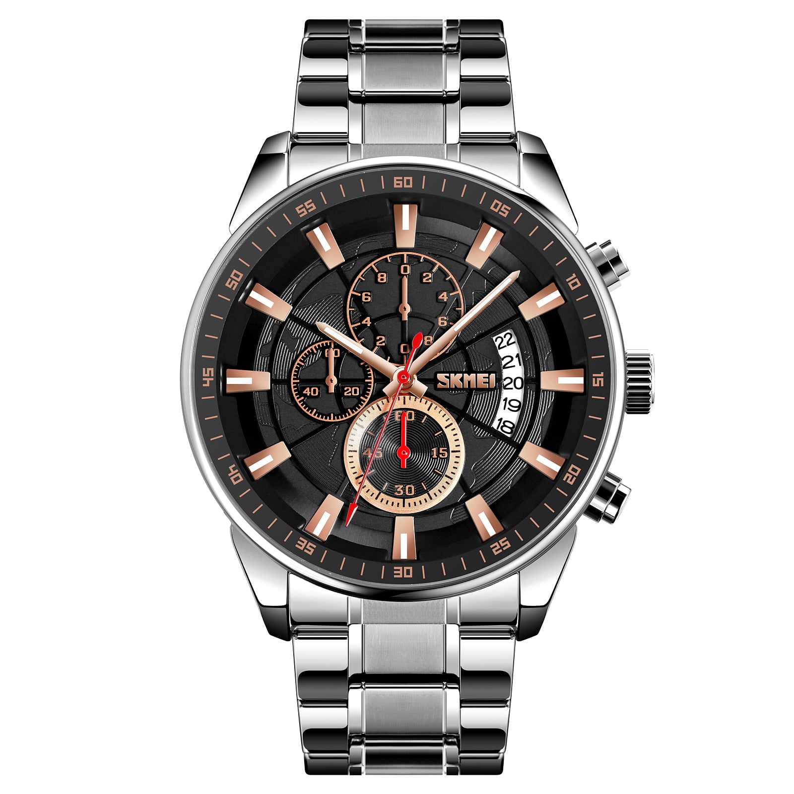 RELOJ SKMEI 9285 PLATEADO CORREA ACERO CRONOMETRO - 1