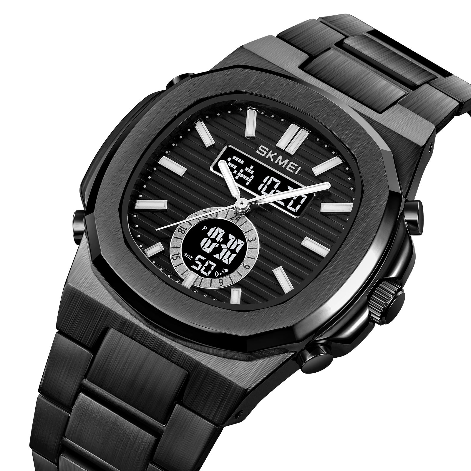 RELOJ SKMEI 2279 NEGRO CORREA ACERO DIGITAL ANALOGO - 1
