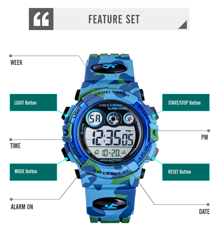 RELOJ SKMEI 1547 CAMUFLADO CON LUCES PARA NIÑOS - 3