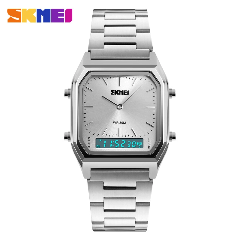 RELOJ SKMEI 1220 PLATEADO DIGITAL ANALOGICO - 1