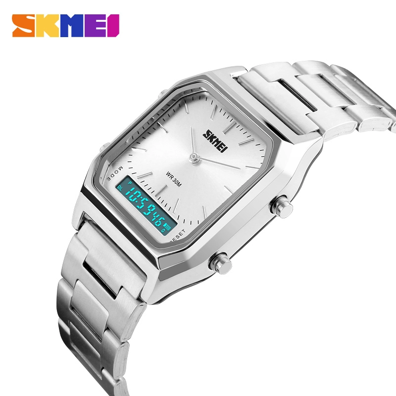 RELOJ SKMEI 1220 PLATEADO DIGITAL ANALOGICO - 2