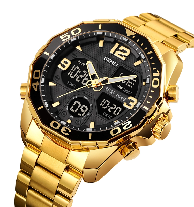 RELOJ SKMEI 1649 DORADO ANALOGO Y DIGITAL - 1
