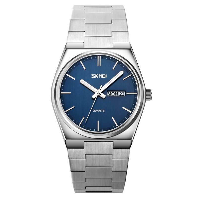 RELOJ SKMEI 9288 PLATEADO DETALLES ORO ROSA ANALOGO CON FECHA - 1