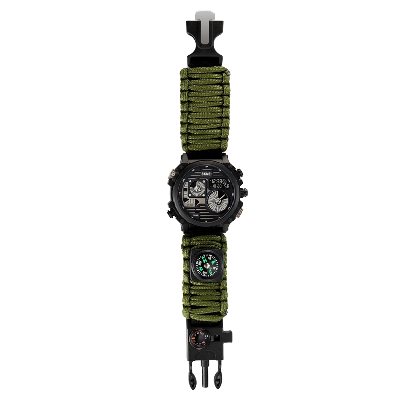 RELOJ SKMEI 2202 VERDE MILITAR ANALOGO DIGITAL CORREA TEJIDA NYLON - 4