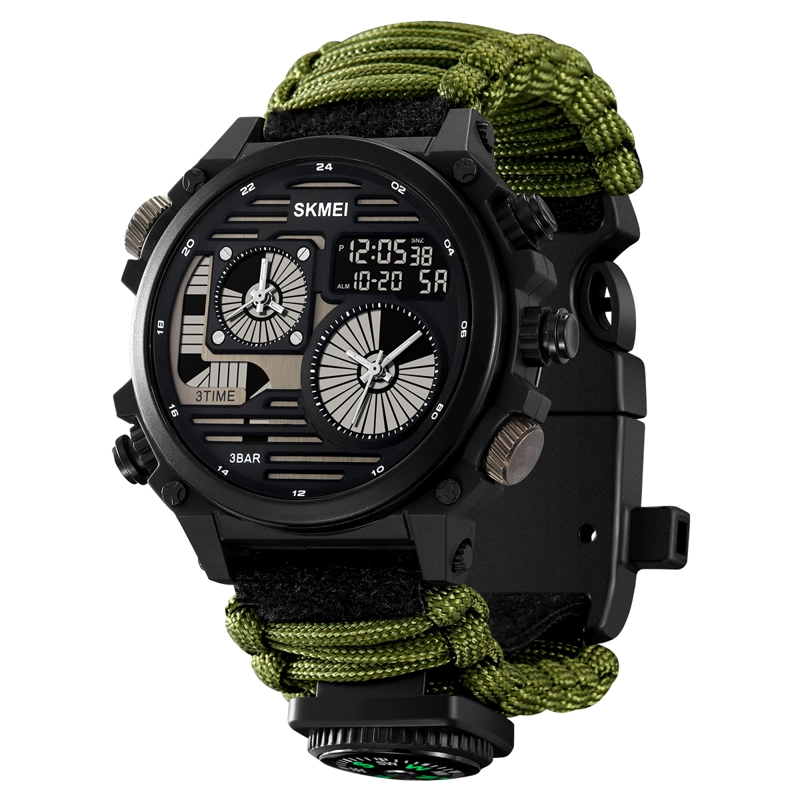 RELOJ SKMEI 2202 VERDE MILITAR ANALOGO DIGITAL CORREA TEJIDA NYLON - 5