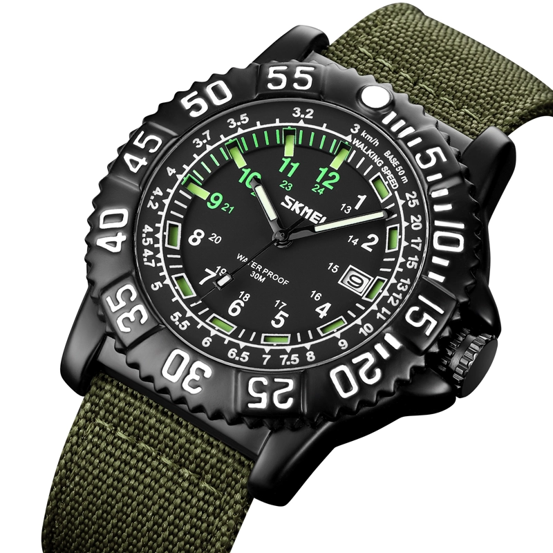 RELOJ SKMEI 9281 VERDE MILITAR CORRES NYLON - 1