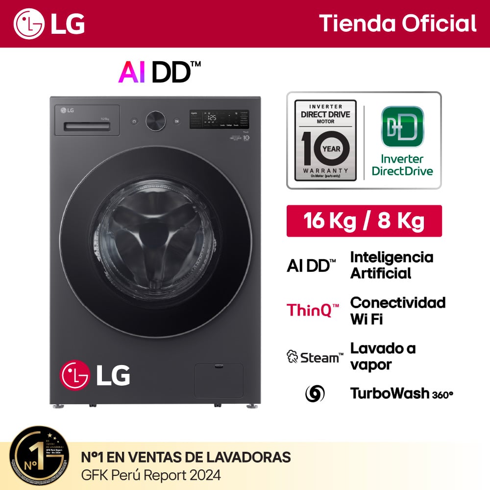 LAVASECA WD16EGNTS6P 16KG/8KG AI DD CARGA FRONTAL GRAFITO LG - 1