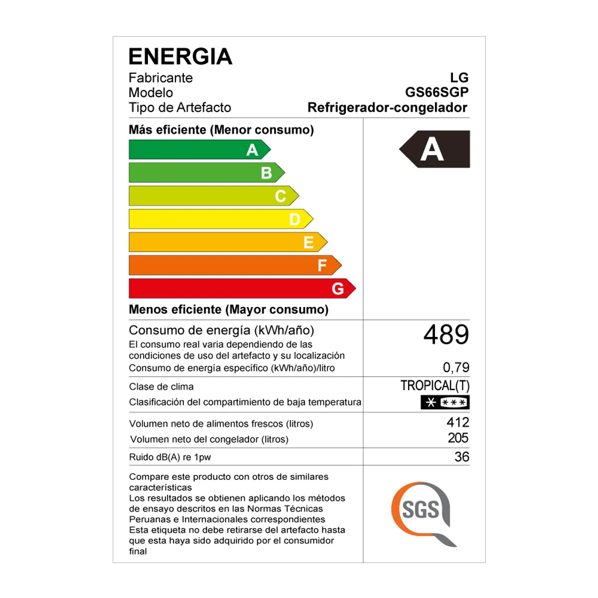 REFRIGERADORA LG SIDE BY SIDE 617L INSTAVIEW GS66SGP PLATEADO - 7