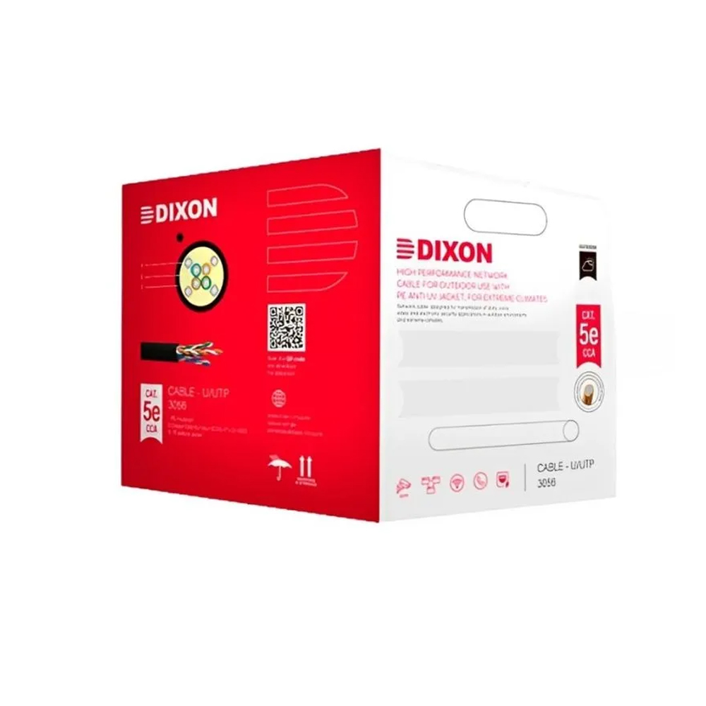 CABLE DE RED CAT-5E 305 MTS DIXON EXTERIOR - ALTA VELOCIDAD, IDEAL PARA CONEXIONES ESTABLES - 1