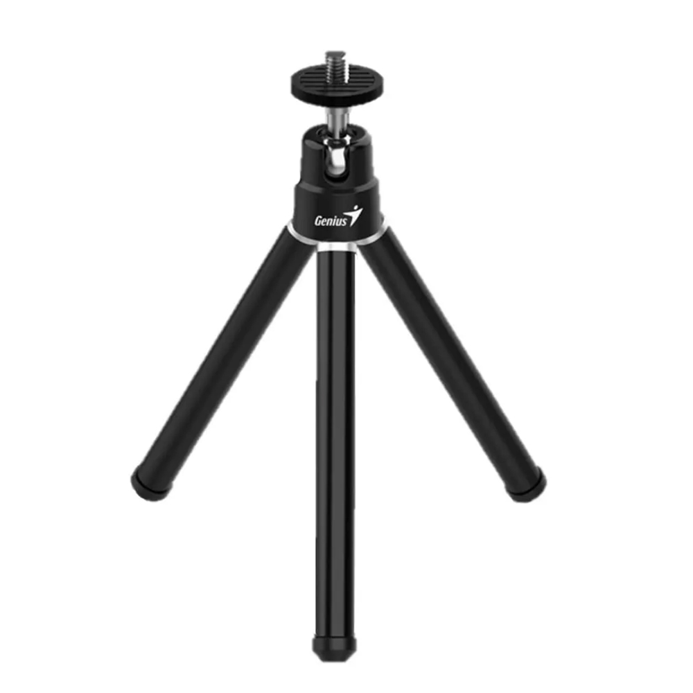 TRÍPODE GENIUS DE 25.1 CM PARA WEBCAM, COLOR NEGRO Y PLATA, IDEAL PARA VIDEO Y STREAMING. - 1