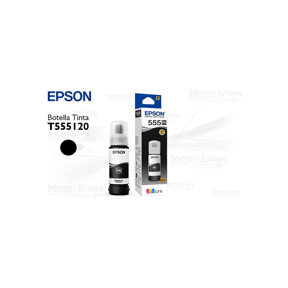 TINTA EPSON 555 NEGRA PARA IMPRESORAS, ALTA CALIDAD Y RENDIMIENTO, IDEAL PARA DOCUMENTOS NÍTIDOS - 1