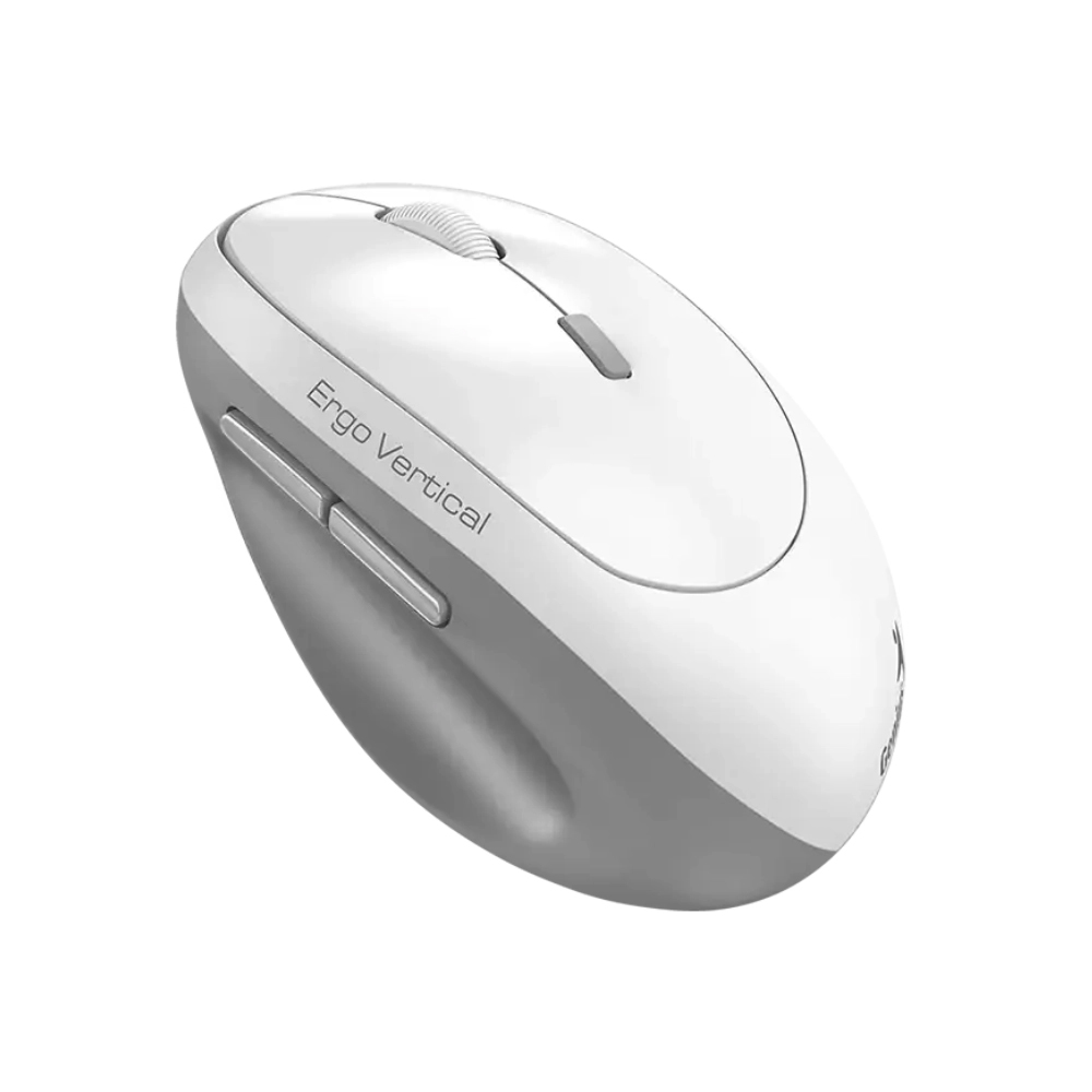 MOUSE GENIUS ERGO 8350S AI COPILOT DUAL WIRELESS BLUETOOTH VERTICAL SILENCIOSO ERGONÓMICO BLANCO Y GRIS - 1