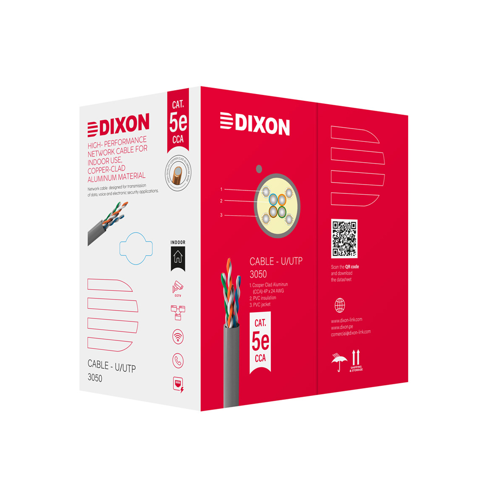 CABLE DE RED CAT5E 305 METROS DIXON 3050 CCA, ALTA VELOCIDAD Y CONEXIÓN CONFIABLE PARA TU HOGAR U OFICINA - 1