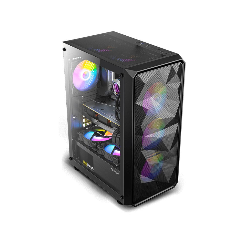 CAJA MID TOWER ANTEC AX83 ARGB NEGRA CON ILUMINACIÓN RGB Y EXCELENTE VENTILACIÓN - 1