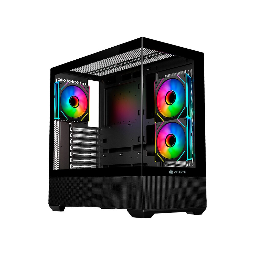 GABINETE MID TOWER ANTRYX FX 740 ARGB NEGRO CON ILUMINACIÓN RGB Y AMPLIO ESPACIO PARA VENTILACIÓN - 1