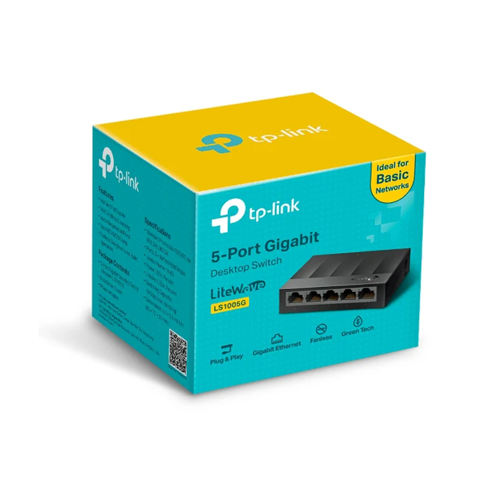CONMUTADOR TP-LINK LITEWAVE LS1005G, 5 PUERTOS GIGABIT ETHERNET, SOBREMESA Y MONTAJE EN PARED - 1