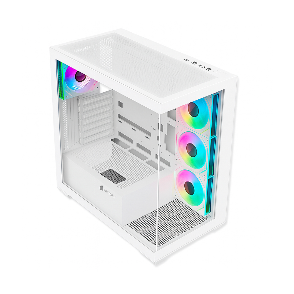 CAJA MID TOWER ANTRYX FX 740 ARGB BLANCA CON ILUMINACIÓN RGB Y EXCELENTE VENTILACIÓN - 1