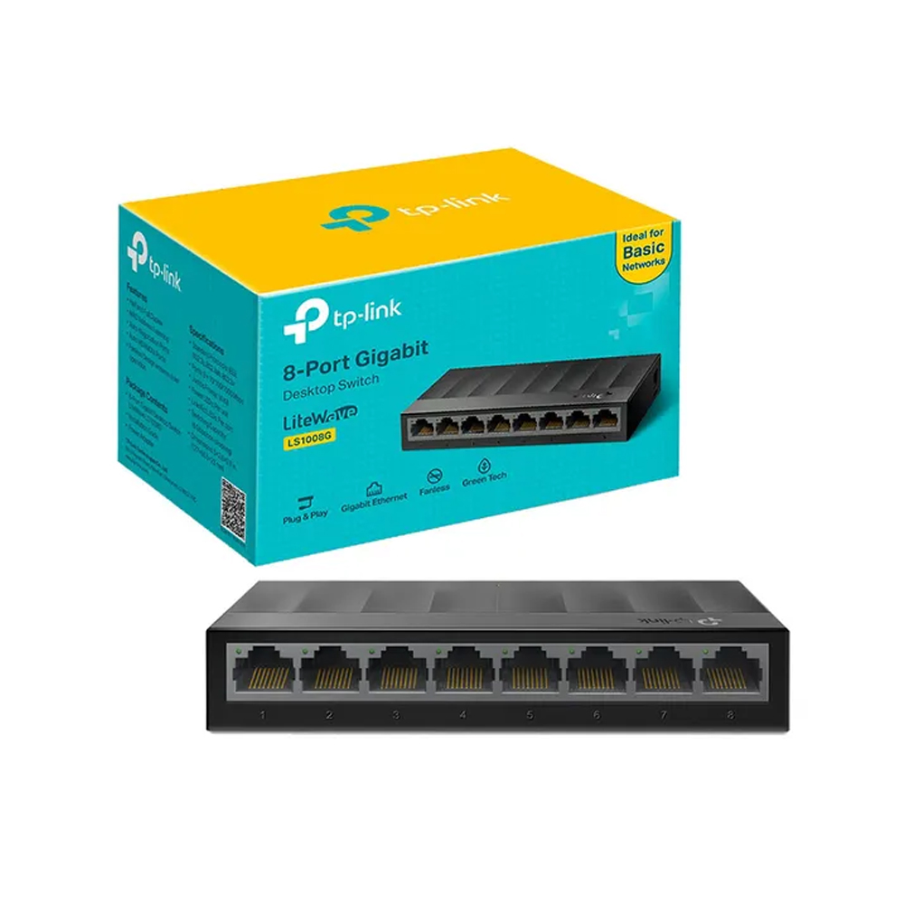 CONMUTADOR TP-LINK LITEWAVE LS1008G 8 PUERTOS GIGABIT SOBREMESA Y MONTAJE EN PARED - 1