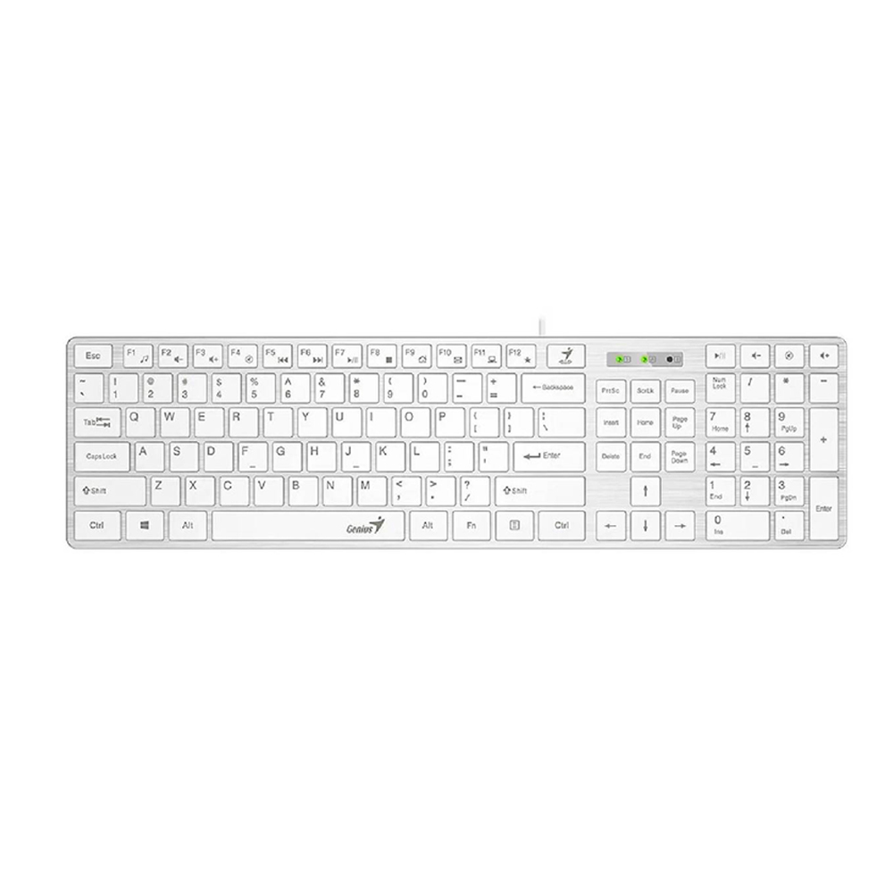 TECLADO GENIUS SMART SLIMSTAR 126 MULTIMEDIA USB EN COLOR BLANCO - DISEÑO COMPACTO Y FUNCIONAL - 1