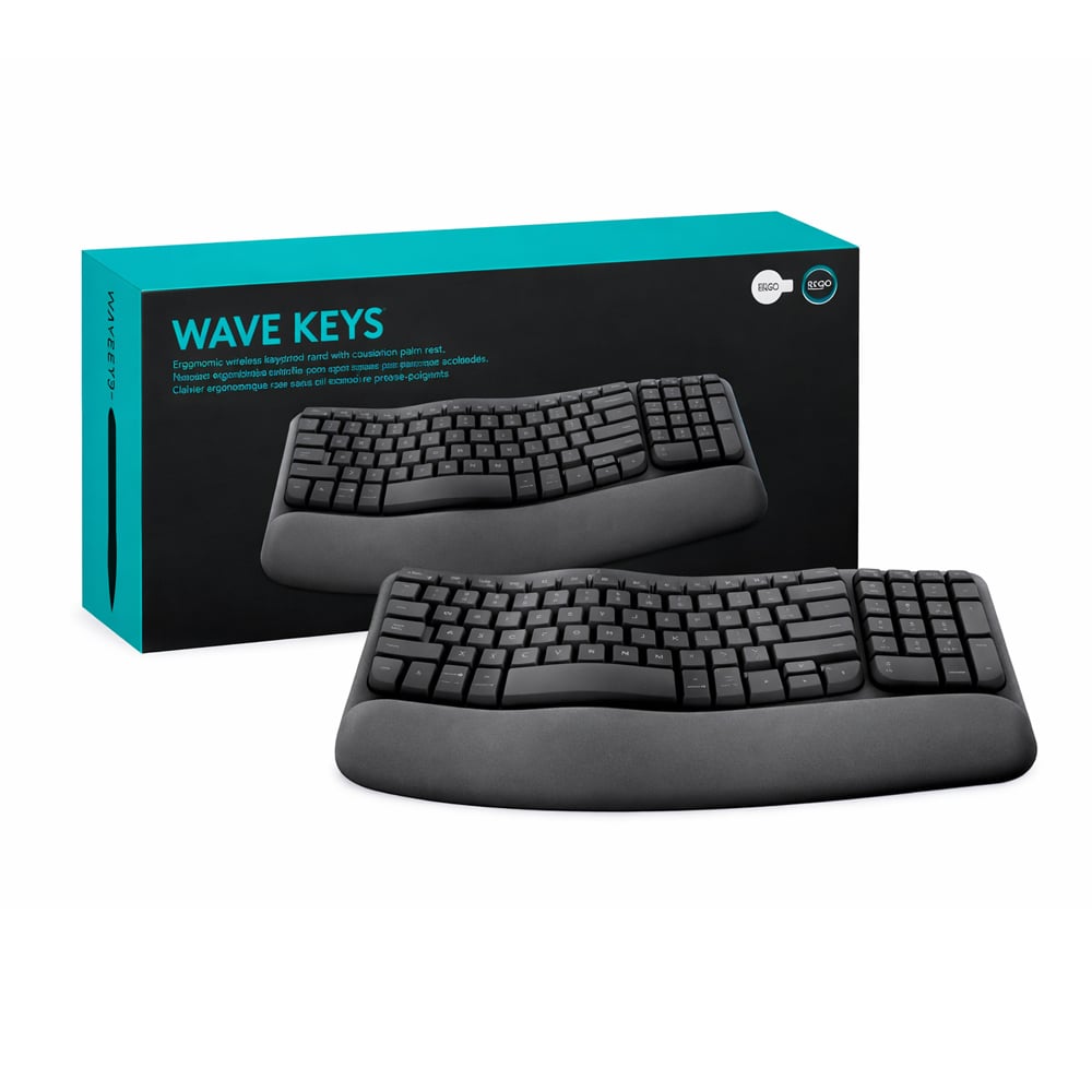 TECLADO ERGONÓMICO LOGITECH ERGO WAVE NEGRO - BLUETOOTH Y CONEXIÓN INALÁMBRICA PARA MAYOR COMODIDAD - 1