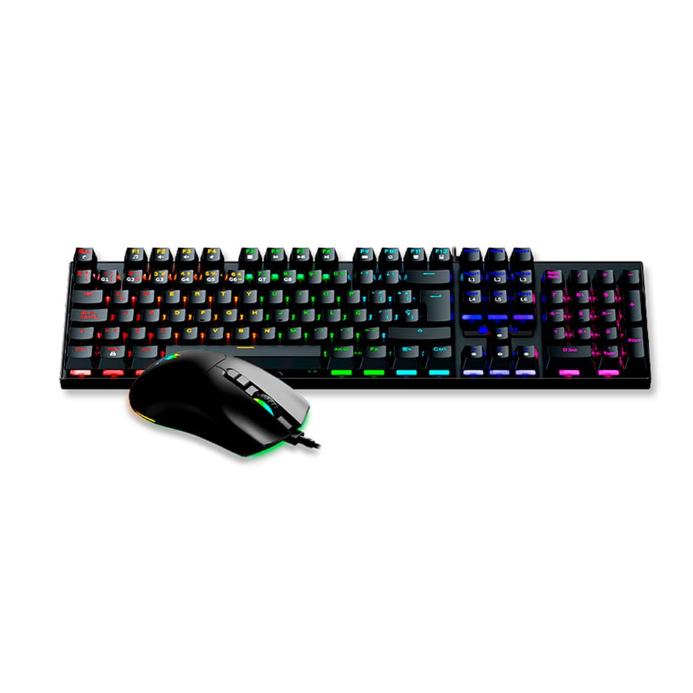 TECLADO Y MOUSE GAMING ANTRYX GC-3100 MECÁNICO CON RETROILUMINACIÓN RGB EN COLOR NEGRO - 1