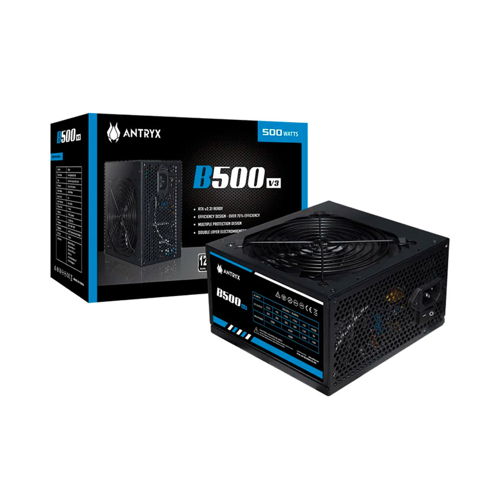 FUENTE DE PODER ANTRYX B500 V3 DE 500W - EFICIENCIA, RENDIMIENTO Y FIABILIDAD PARA PC GAMER - 1