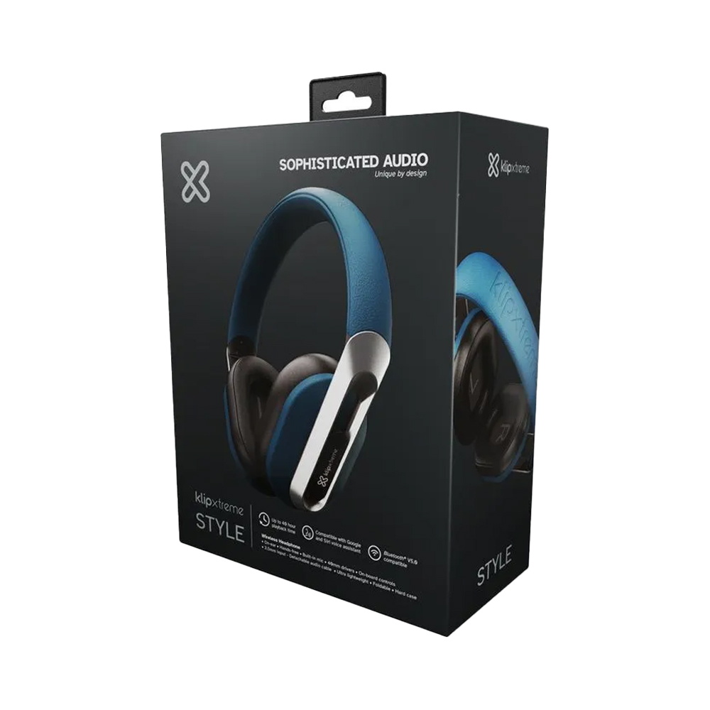 AURICULARES BLUETOOTH KLIP XTREME KWH-750, COLOR AZUL, SONIDO ENVOLVENTE Y DISEÑO CÓMODO. - 1
