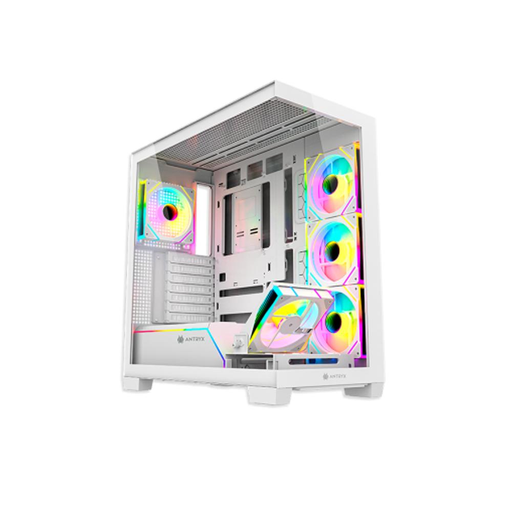 CAJA MID TOWER ANTRYX FX 650 ARGB EN BLANCO CON ILUMINACIÓN RGB PARA GAMING Y ÓPTIMA VENTILACIÓN - 1