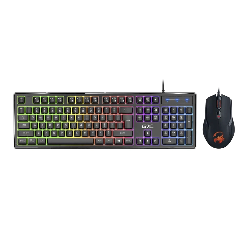 COMBO GAMING GENIUS GX SCORPION KM-GX6: TECLADO Y MOUSE RGB, 19 TECLAS ANTI-GHOSTING, 3200 DPI, NEGRO - 1