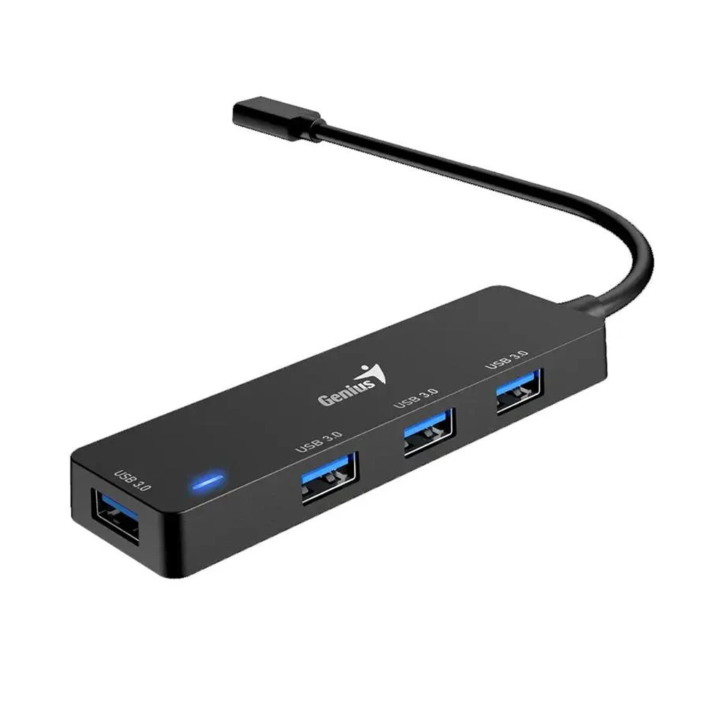 HUB USB-C 4 PUERTOS GENIUS UH-400 NEGRO, COMPATIBLE CON USB-A 3.0, ALTA VELOCIDAD Y CONECTIVIDAD IDEAL - 1