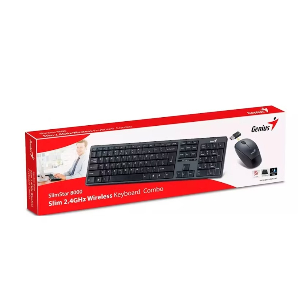 TECLADO GENIUS SLIMSTAR 8230 Y MOUSE INALÁMBRICOS BLUETOOTH MULTIMEDIA - COLOR NEGRO - 1