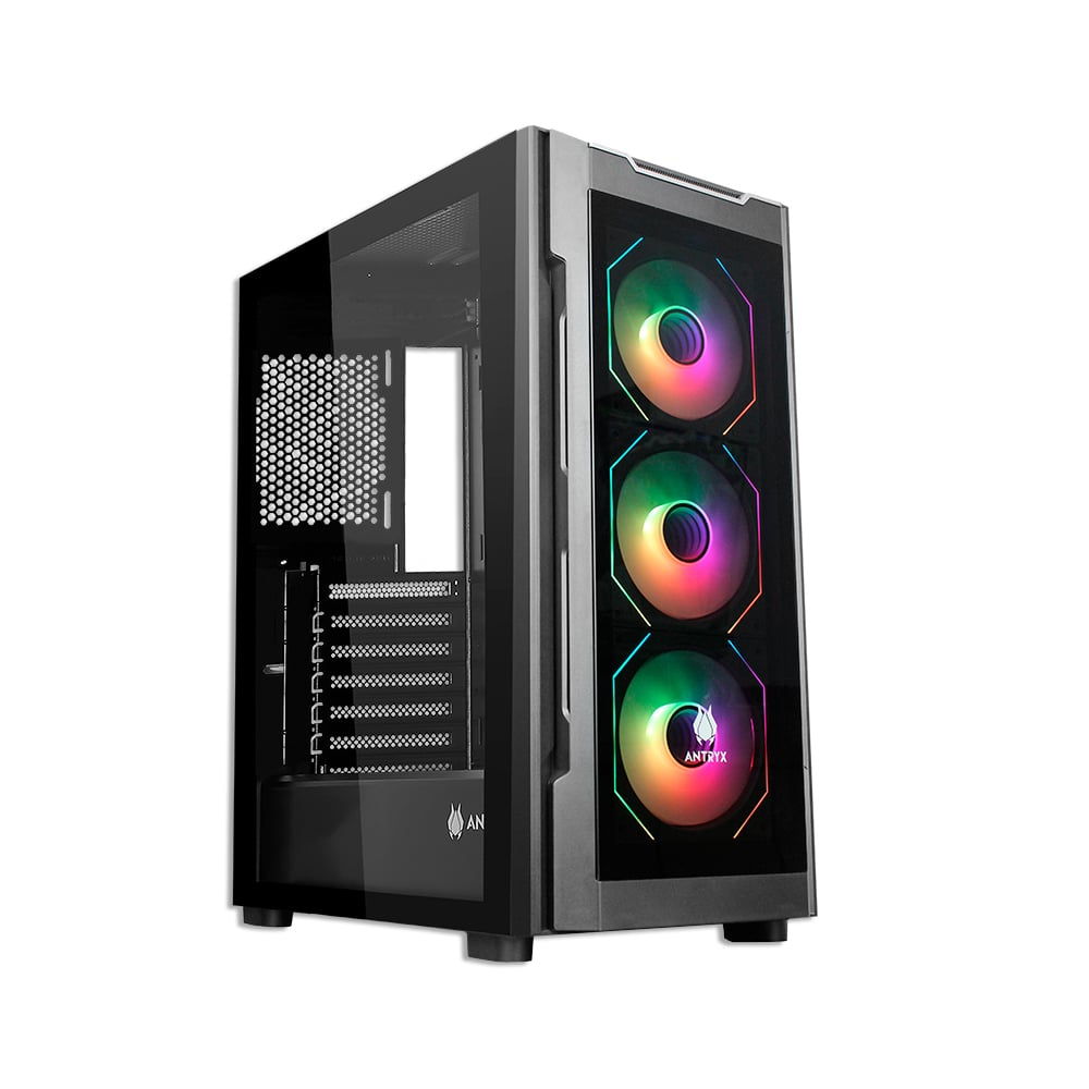 CAJA MID TOWER ANTRYX RX 560 ARGB NEGRA - DISEÑO ELEGANTE CON ILUMINACIÓN RGB Y GRAN VENTILACIÓN - 1