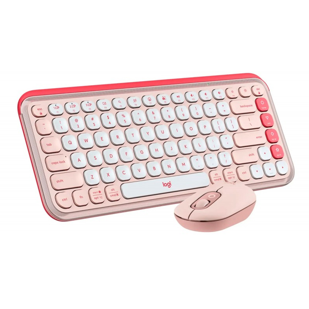 LOGITECH TECLADO Y MOUSE WIRELESS POP ICON ROSE - CONEXIÓN BLUETOOTH, IDEAL PARA OFICINA Y ESTILO - 1
