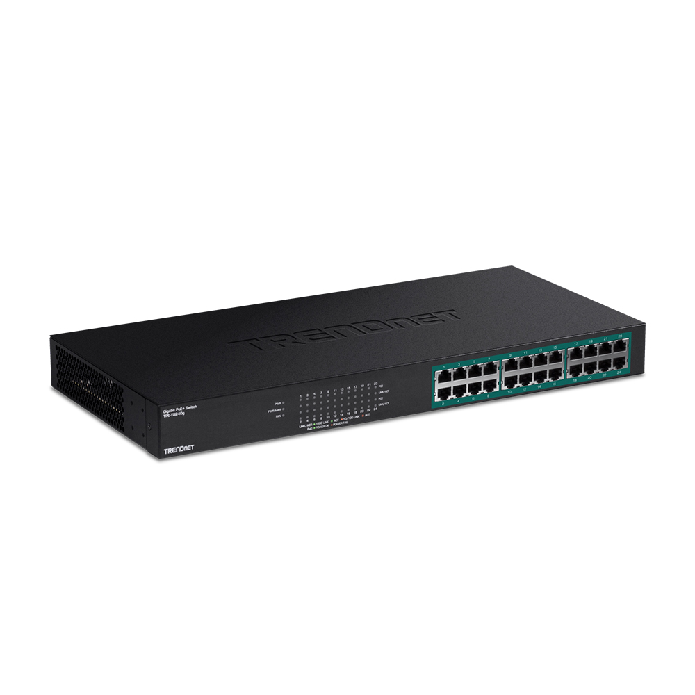SWITCH GIGABIT TRENDNET 24 PUERTOS POE+, 2 SFP, IDEAL PARA REDES RACK, ALTA VELOCIDAD Y CONFIABILIDAD - 1
