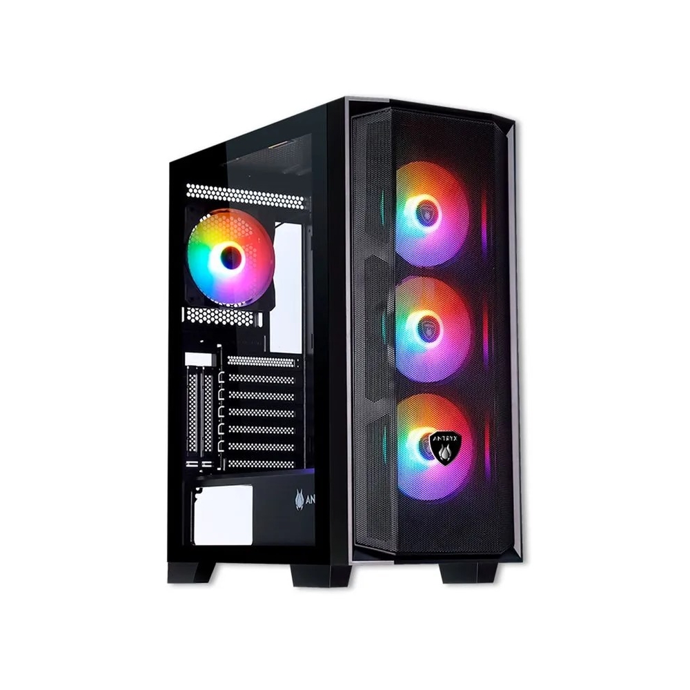 CAJA MID TOWER ANTRYX RX-270 CON 4 VENTILADORES ARGB, COLOR NEGRO Y DISEÑO MODERNO PARA GAMERS - 1