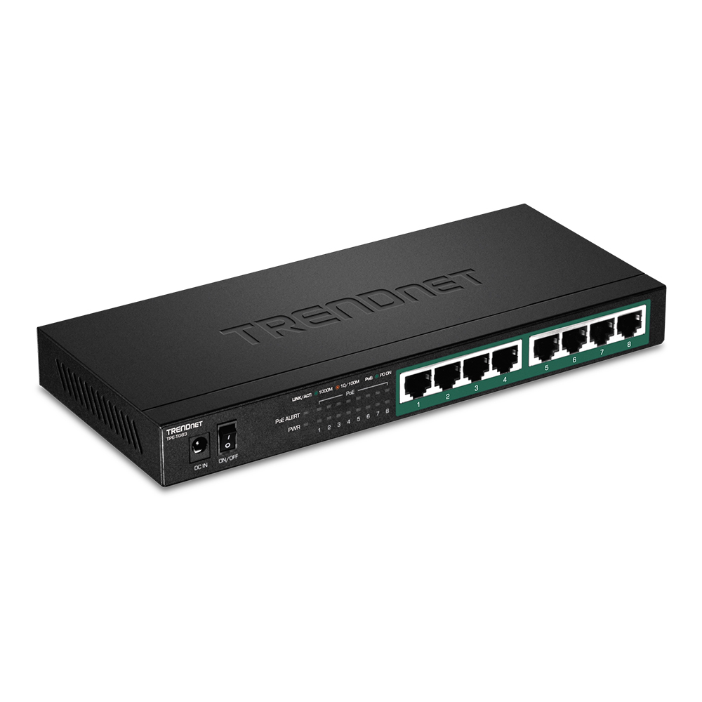 SWITCH GIGABIT TRENDNET TPE-TG83 DE 8 PUERTOS POE (65W) - CONECTIVIDAD RÁPIDA Y EFICIENTE - 1