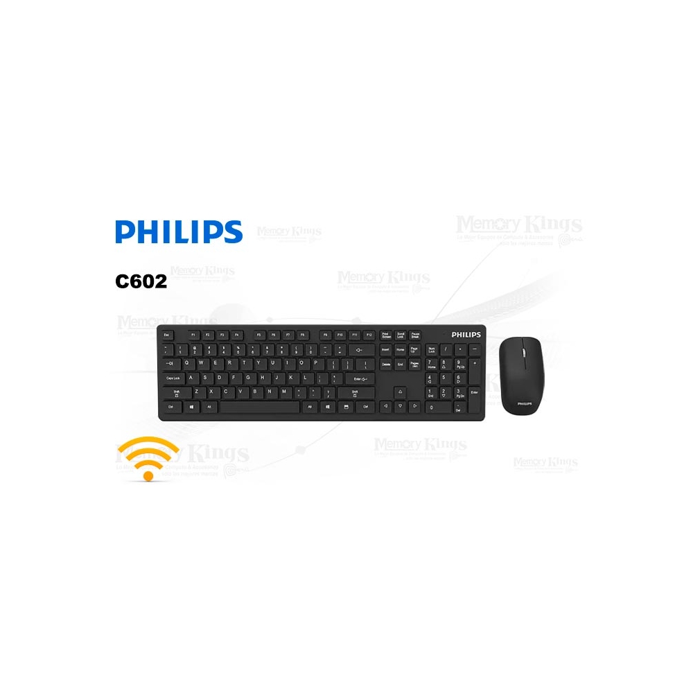 TECLADO Y RATÓN INALÁMBRICO PHILIPS SPT6602 – DISEÑO ERGONÓMICO Y ALTA PRECISIÓN EN COLOR NEGRO - 1