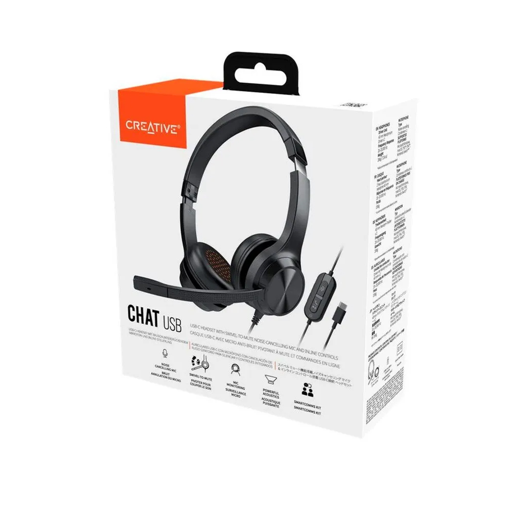 AURICULARES CREATIVE CHAT CON CANCELACIÓN DE RUIDO, CONEXIÓN USB-A-C, SONIDO PREMIUM Y COMODIDAD - 1