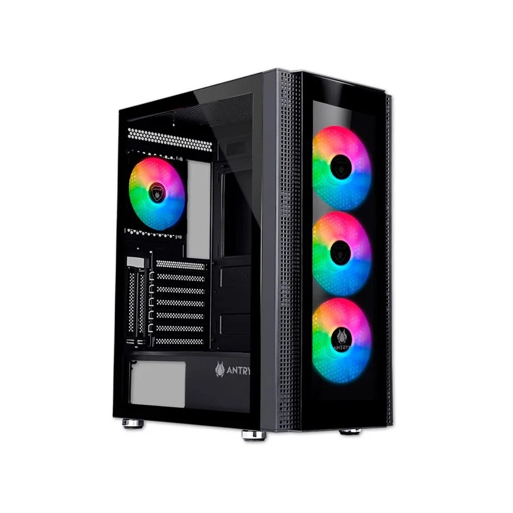 GABINETE MID TOWER ANTRYX RX-260 CON 4 VENTILADORES RGB Y DISEÑO EN NEGRO IDEAL PARA GAMING - 1