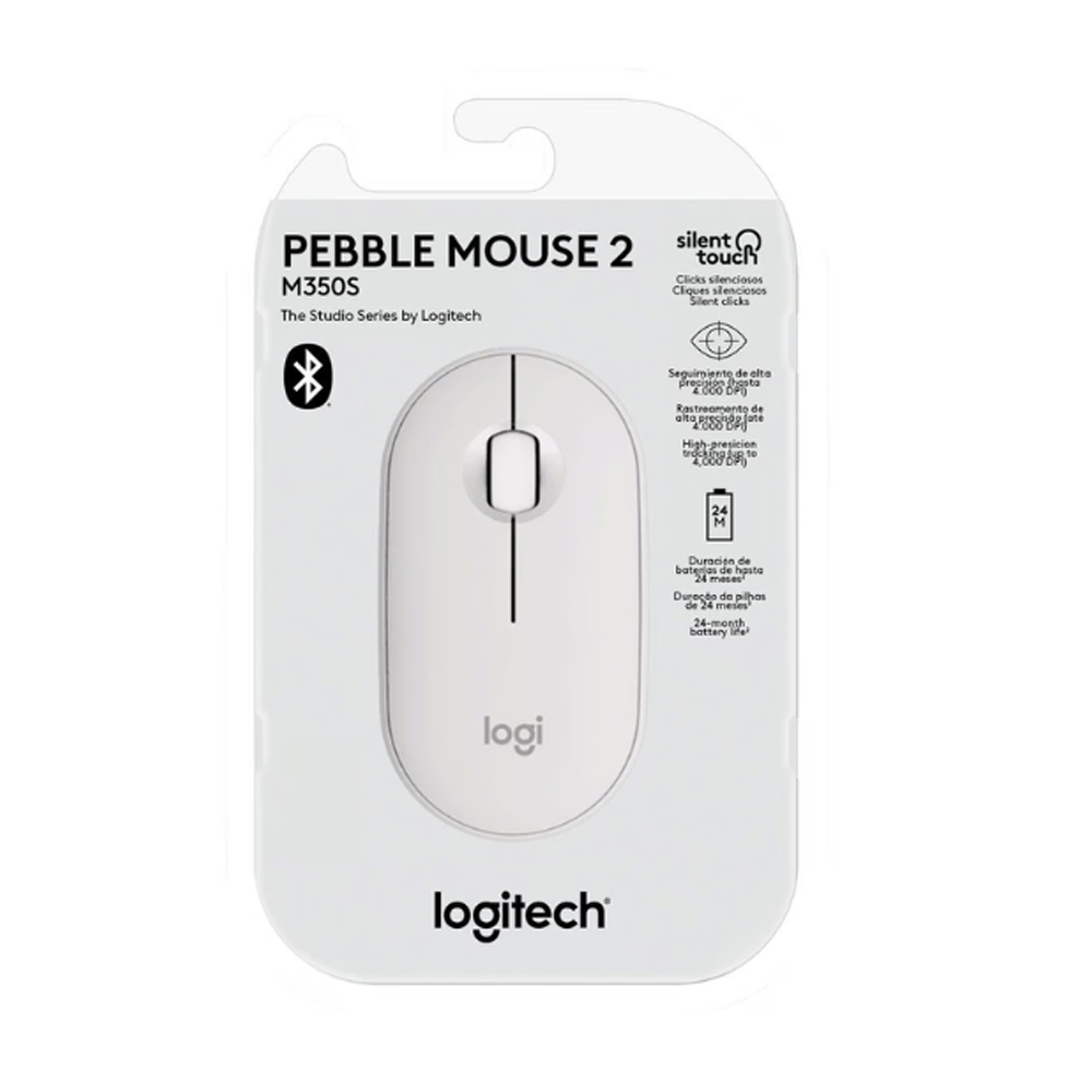 MOUSE LOGITECH PEBBLE M350S BLUETOOTH WIRELESS COLOR BLANCO - CONECTIVIDAD Y ESTILO COMPACTO - 1