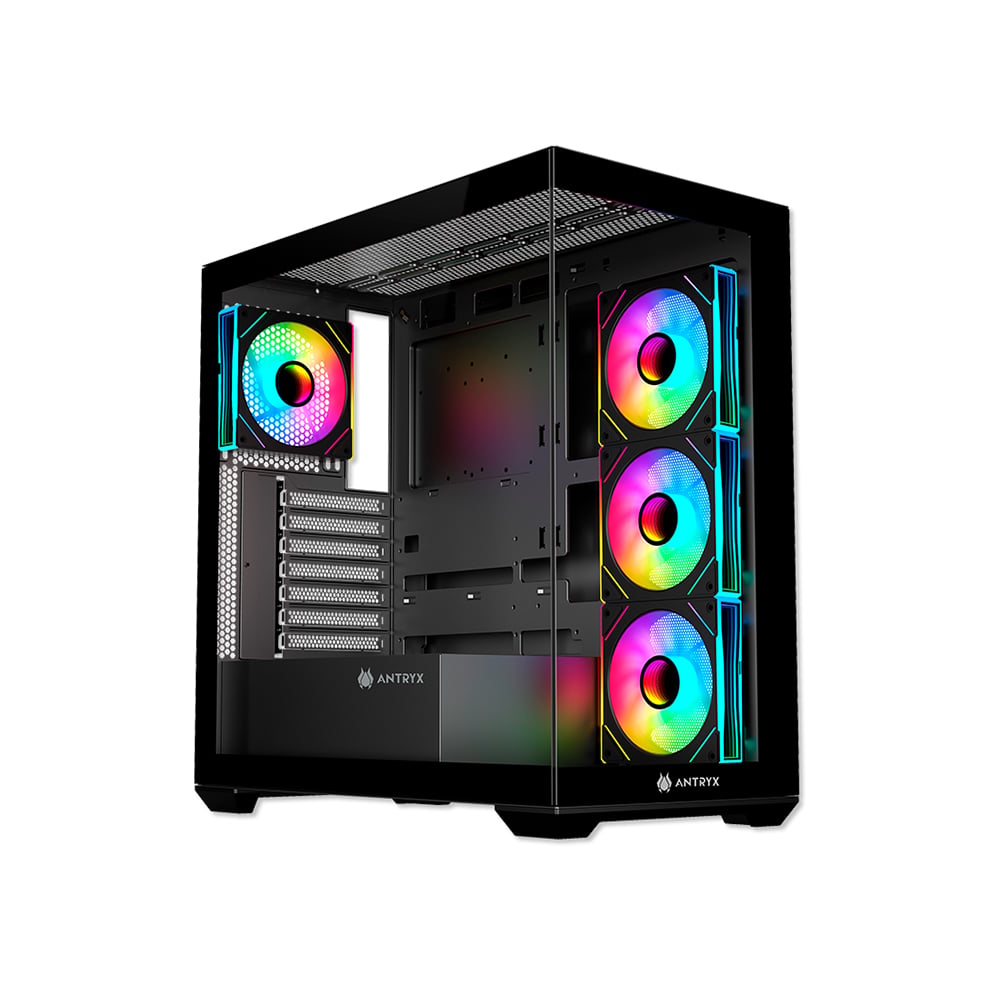 CAJA MID TOWER ANTRYX FX 750 ARGB NEGRA CON ILUMINACIÓN RGB Y DISEÑO ELEGANTE PARA GAMERS - 1