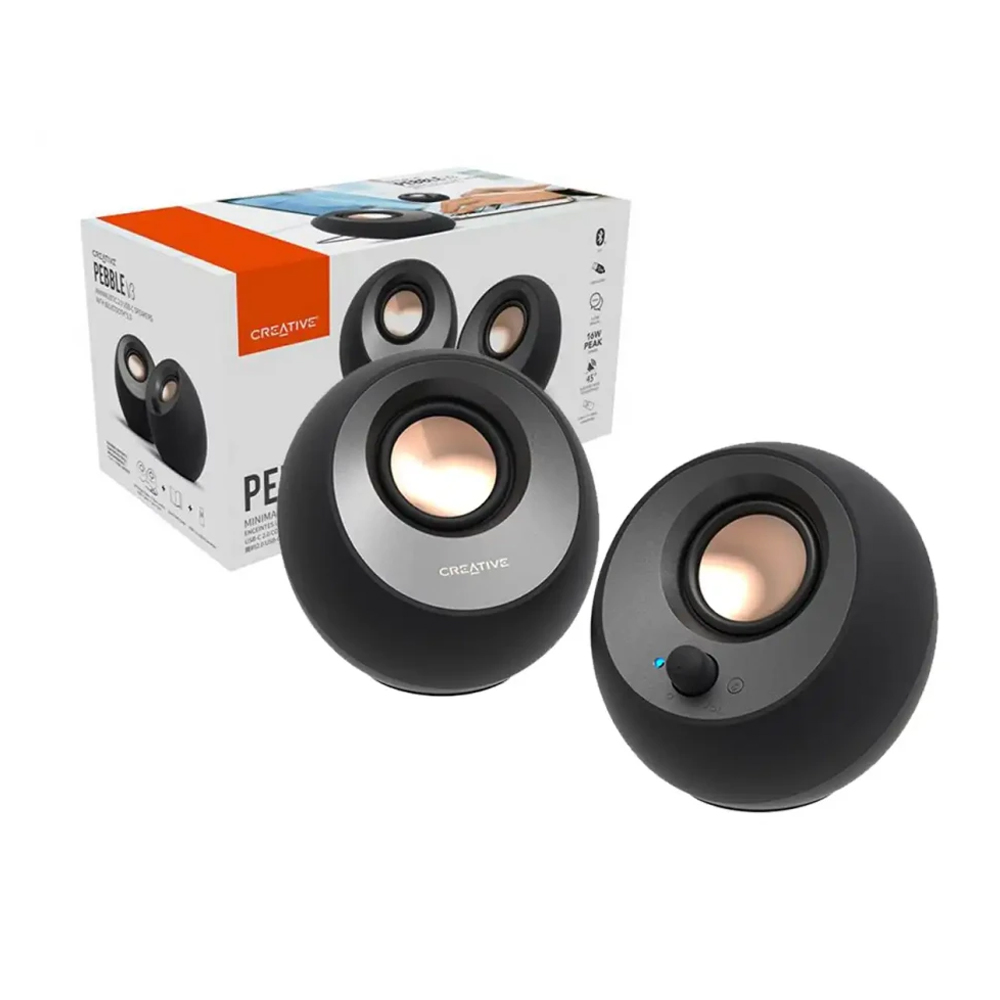 PARLANTE CREATIVE PEBBLE V3 2.0 8W BLUETOOTH USB-C AUDIO NEGRO - 1