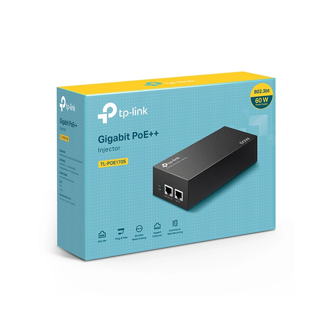 INYECTOR DE CORRIENTE TP-LINK TL-POE170S - 60W, 100-240V, 1 SALIDA - POTENCIA Y CONEXIÓN ASEGURADAS - 1