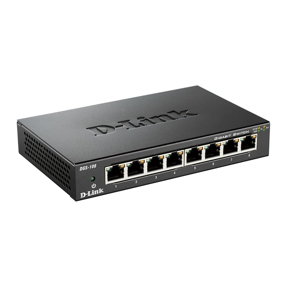 SWITCH D-LINK DGS-108 8 PUERTOS GIGABIT, IDEAL PARA REDES DE ALTA VELOCIDAD, COMPACTO Y DURADERO - 1