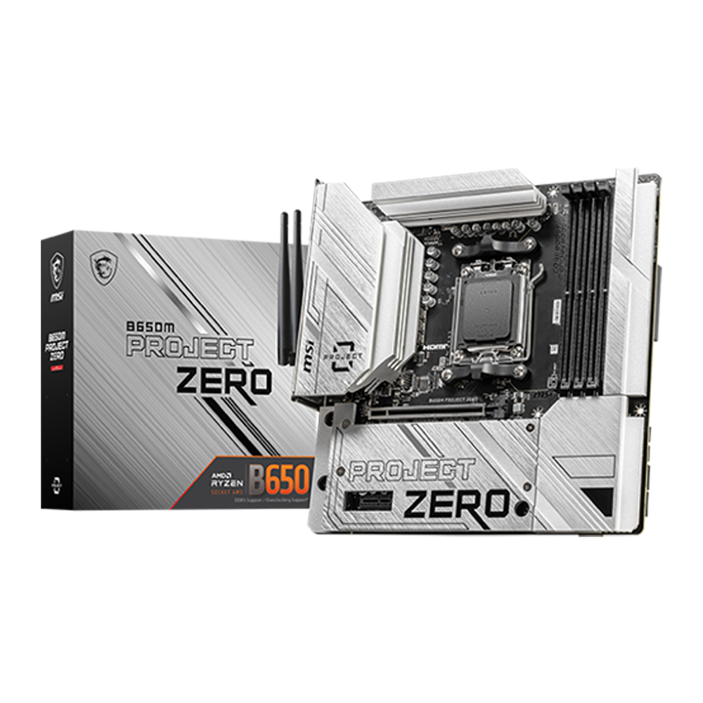 PLACA BASE MSI B650M PROJECT ZERO DDR5, 256GB, 7600MHZ, HDMI Y DP - ALTO RENDIMIENTO AMD - 1