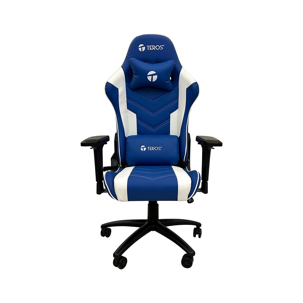 SILLA GAMER TEROS TE-8126B CON DISEÑO AZUL Y BLANCO, COMODIDAD Y SOPORTE ERGONÓMICO - 1