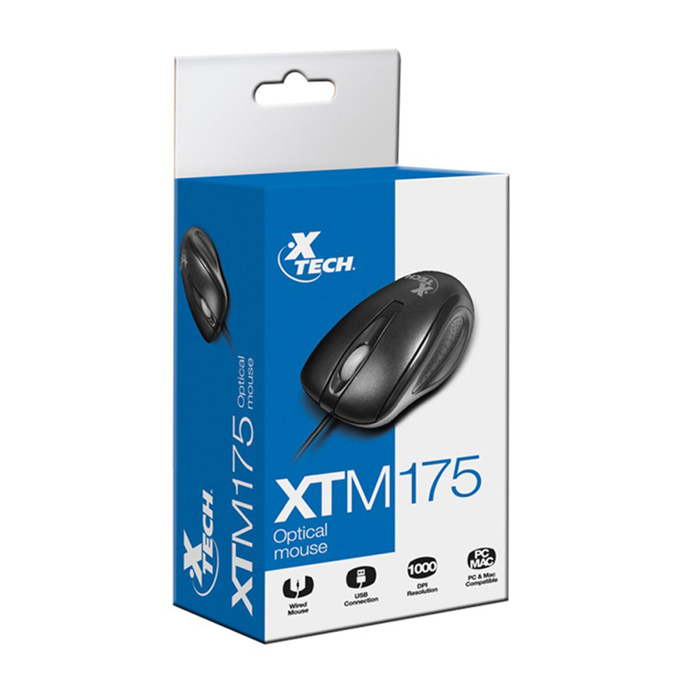 RATÓN XTECH XTM-175 ÓPTICO USB CABLEADO EN COLOR NEGRO - PRECISIÓN Y CONFORT PARA GAMERS - 1
